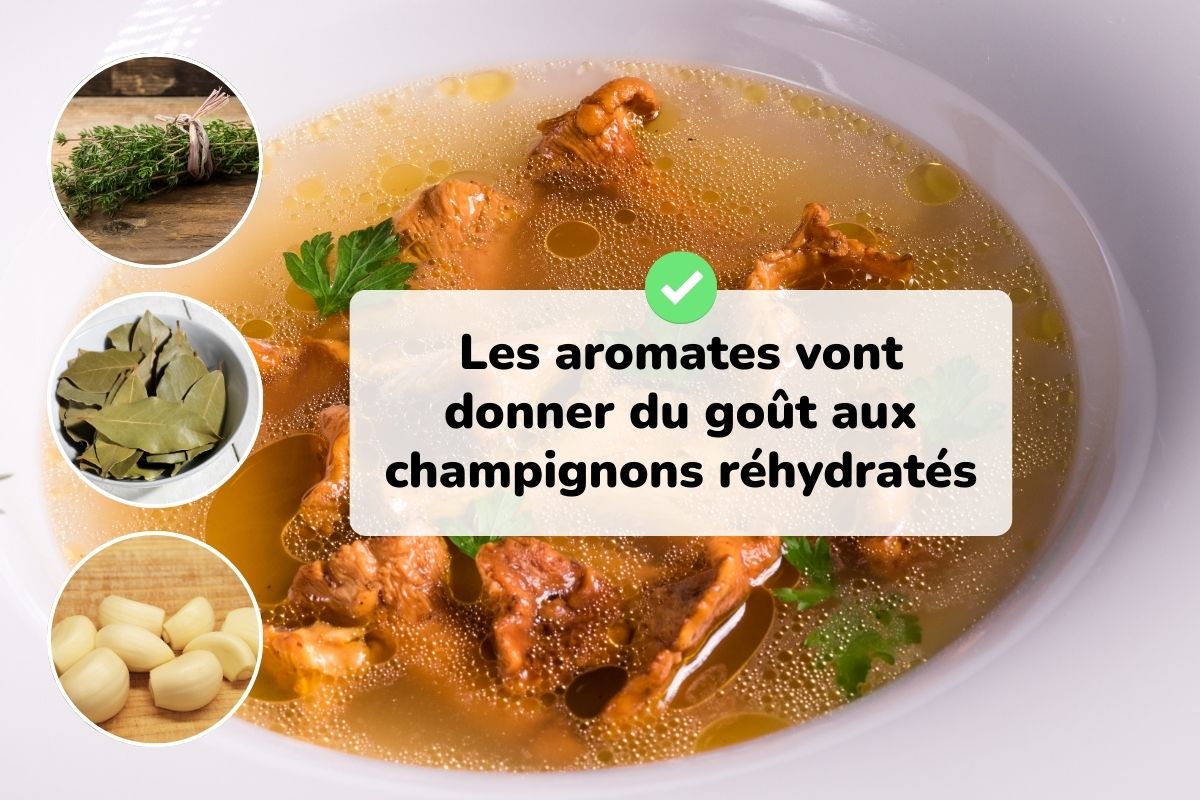 aromates pour donner du goût à des champignons lors de la réhydratation