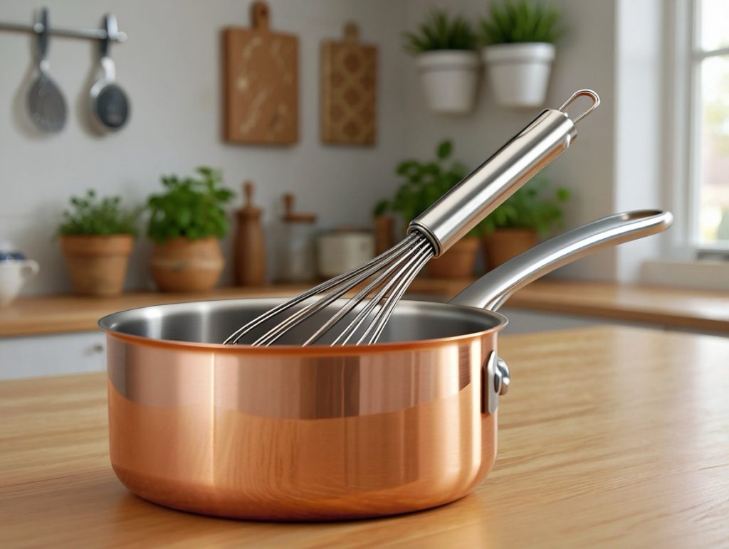 kit d'ustensiles de cuisine : casserole et fouet