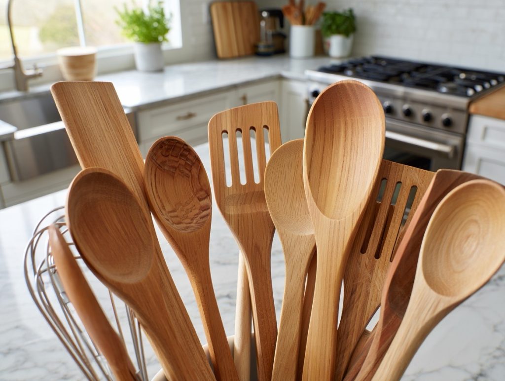 ustensiles de cuisine en bois et métal
