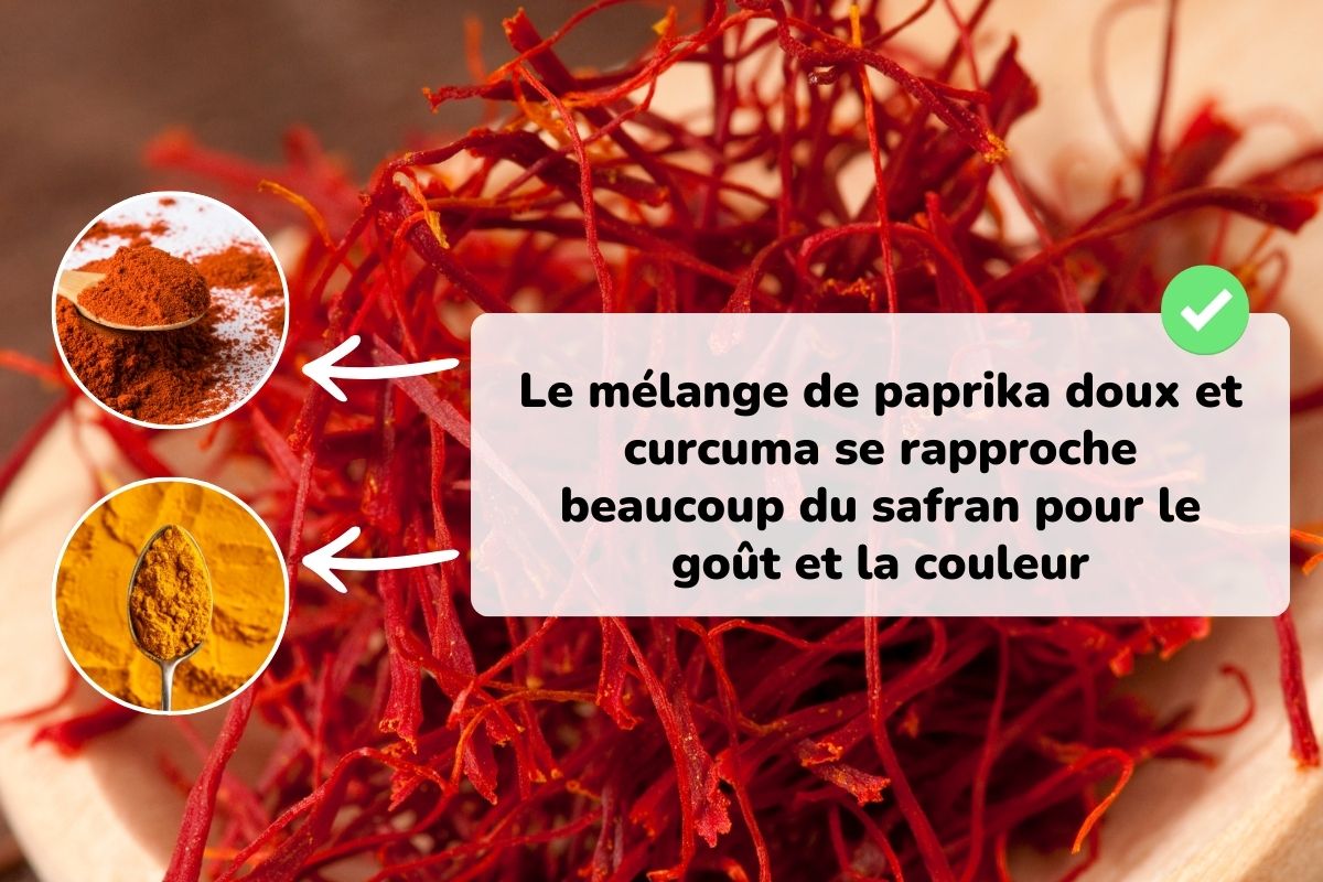 remplacer le safran par un mélange de curcuma et paprika