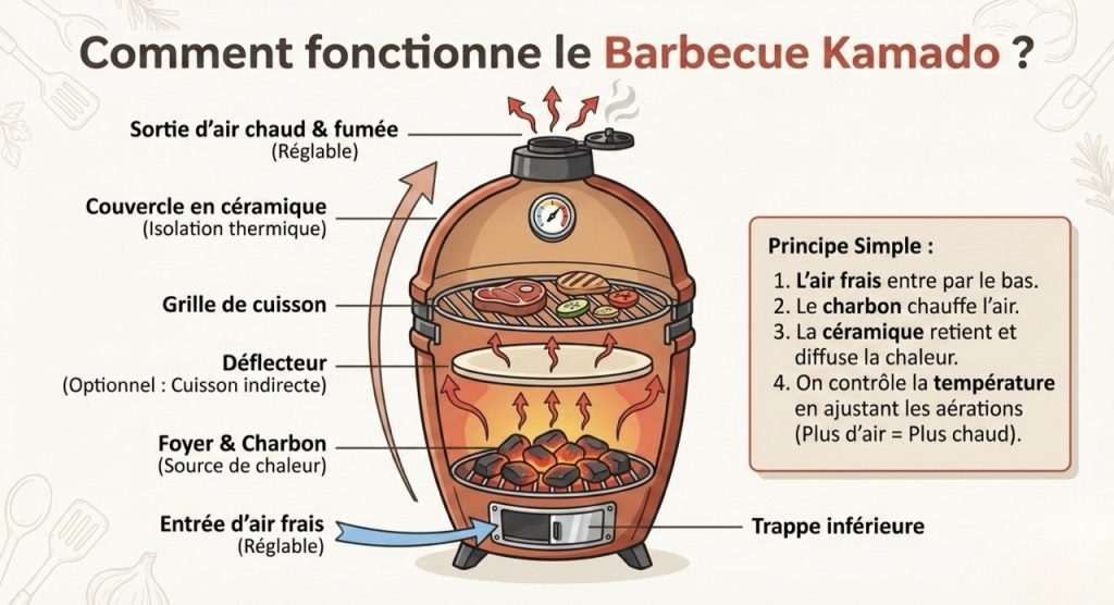infographie sur le fonctionnement du Kamado
