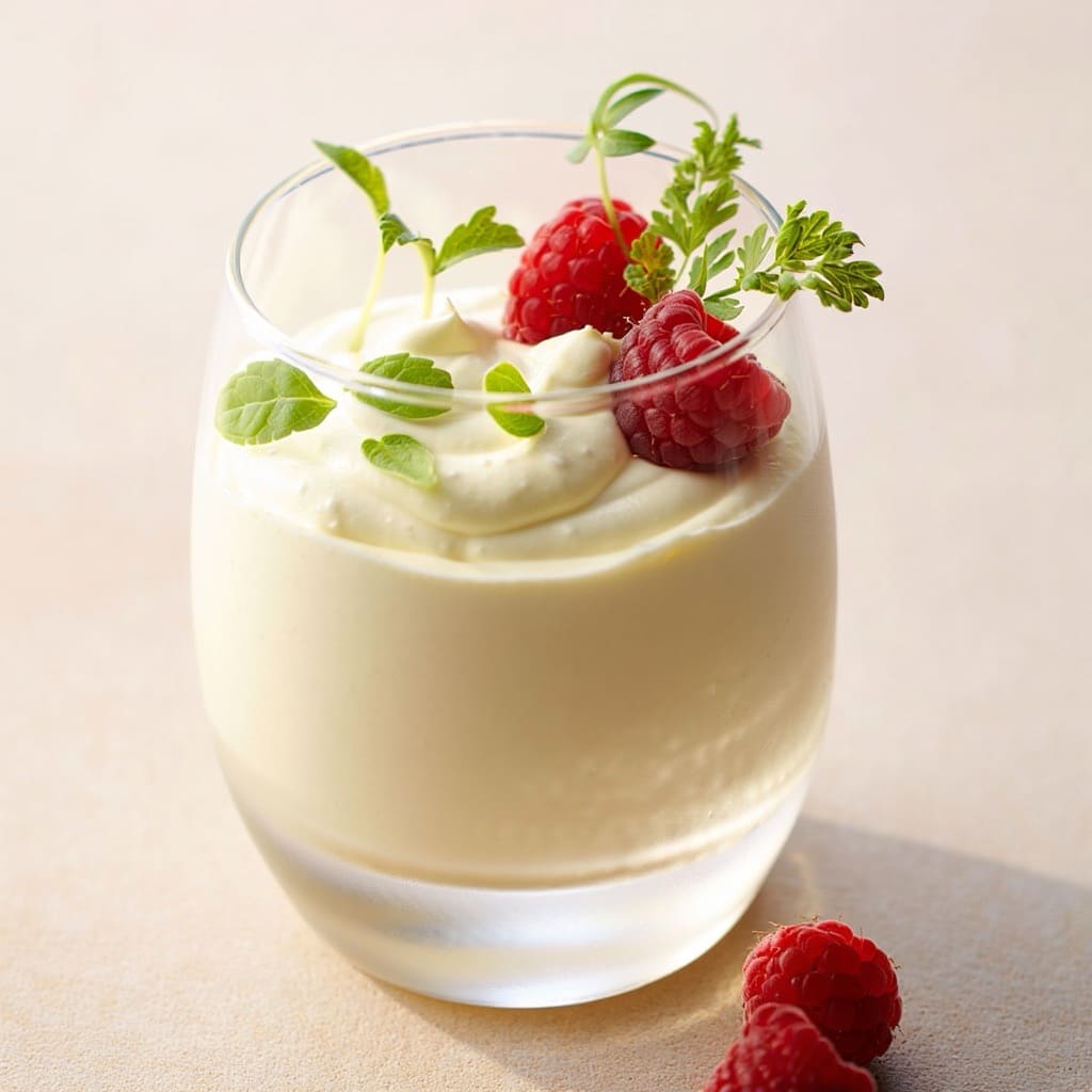 mousse au chocolat blanc et verveine