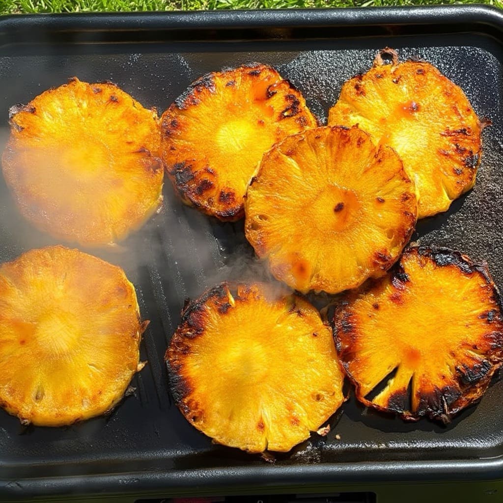 tranche d'ananas rôties à la plancha
