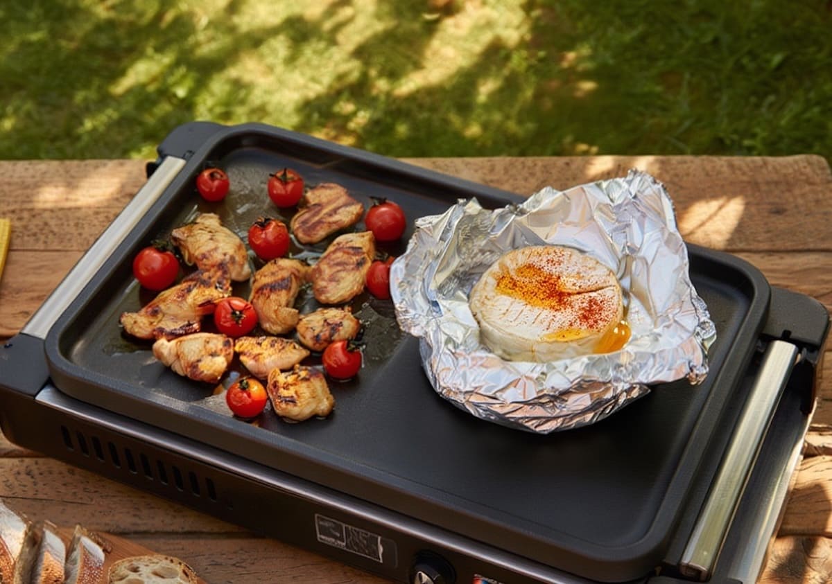 camembert rôti sur une plancha