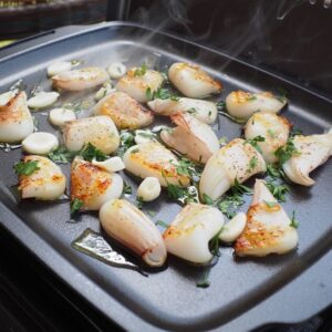 cuisson des seiches sur une plancha électrique